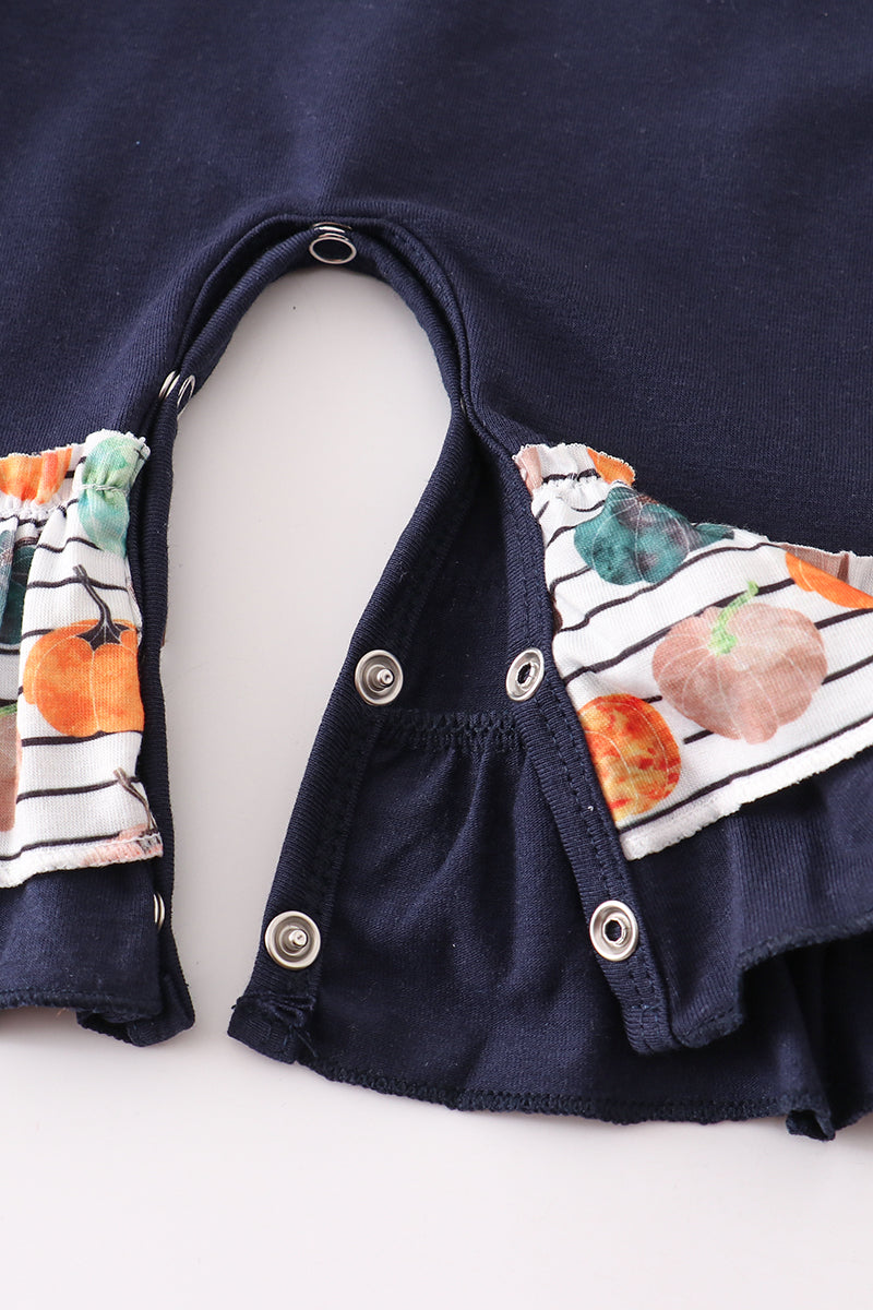 Navy Blue Pumpkin Romper