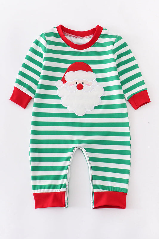 Green Striped Santa Romper