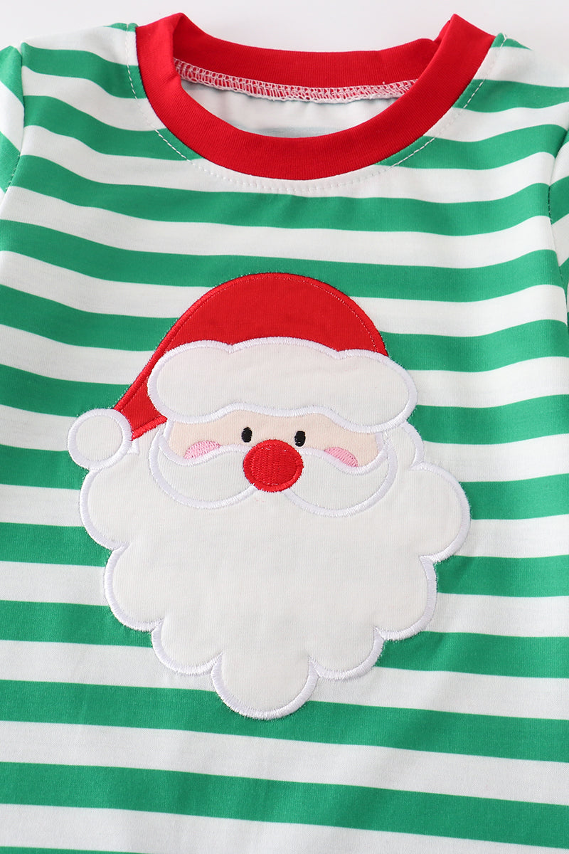 Green Striped Santa Romper