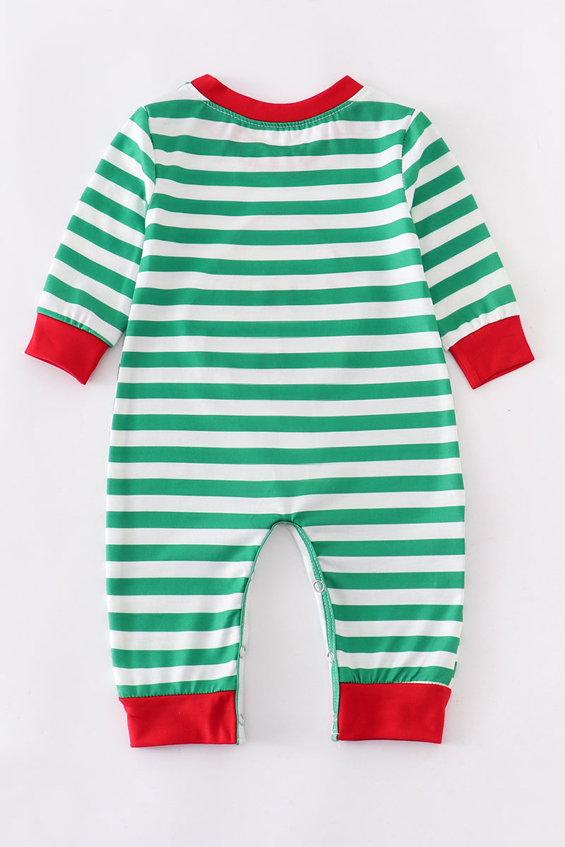 Green Striped Santa Romper