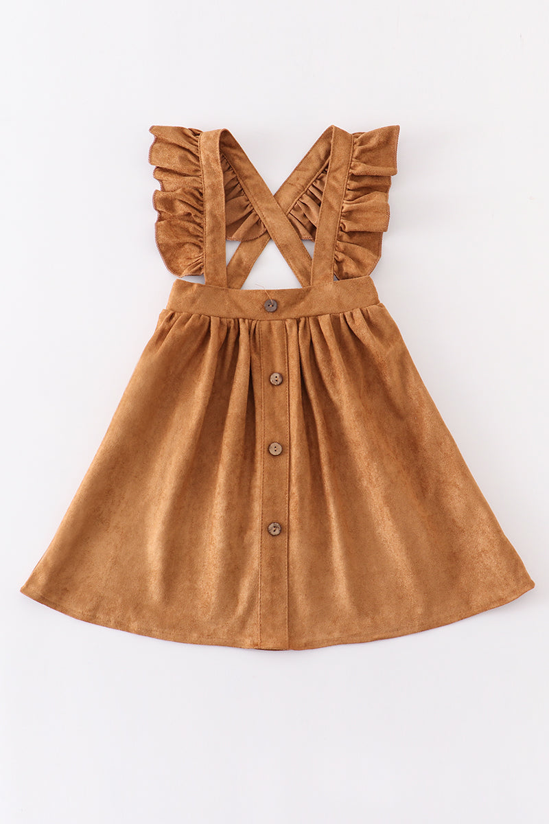 Khaki Ruffle Suspender Dress