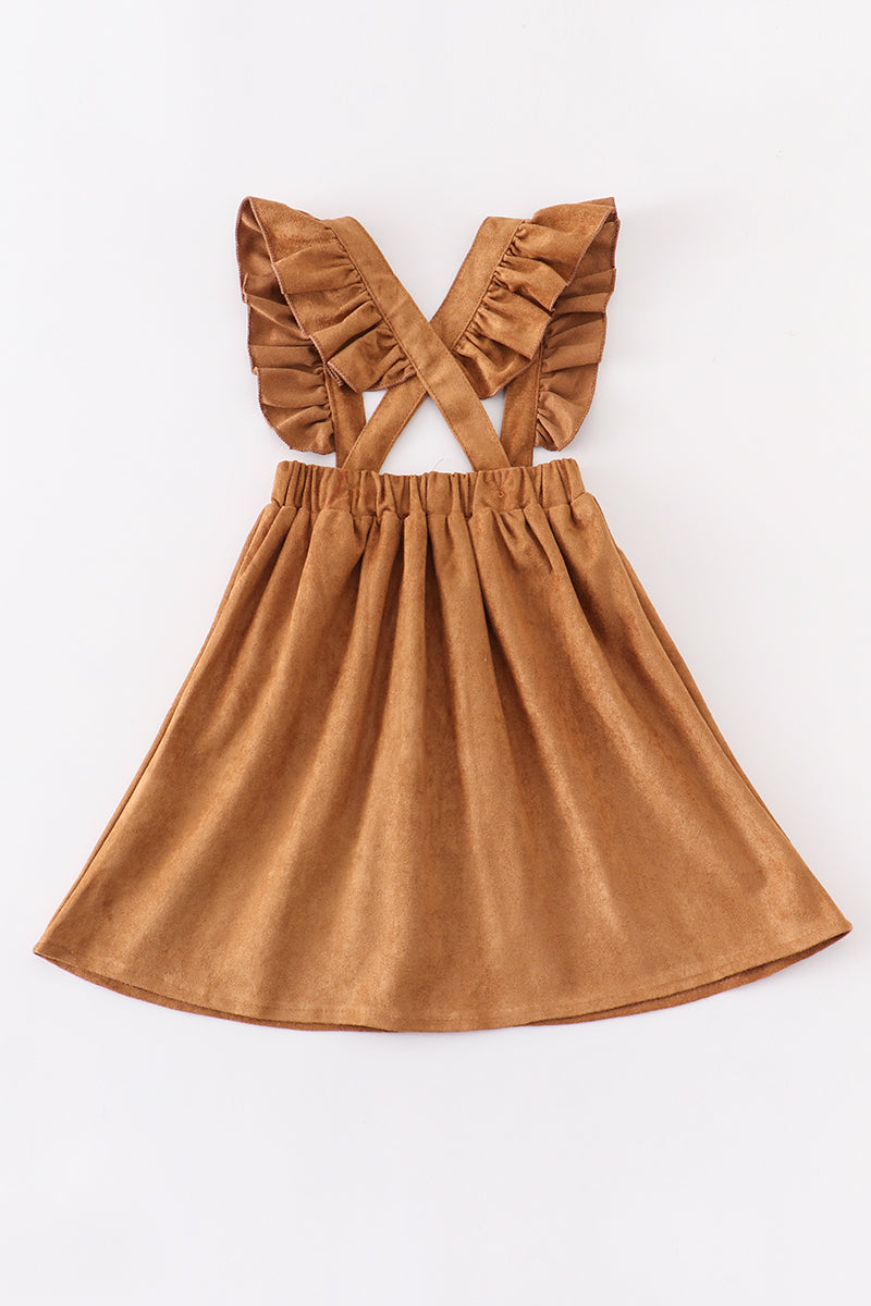 Khaki Ruffle Suspender Dress