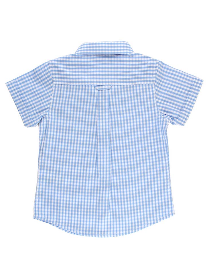 Blue Gingham Short Sleeve Button Up