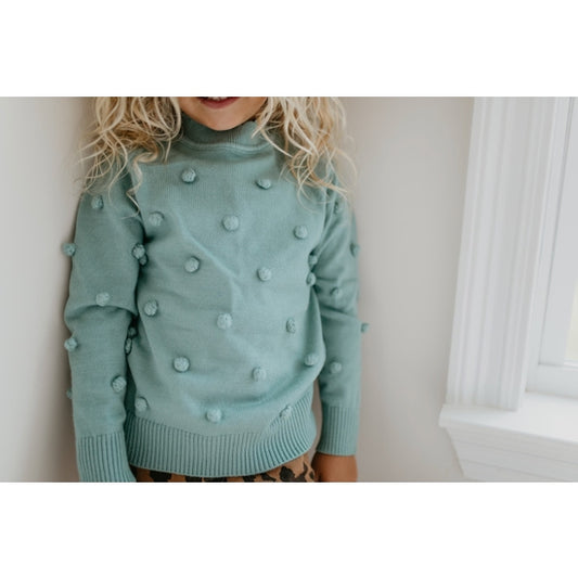 Teal Pom Sweater