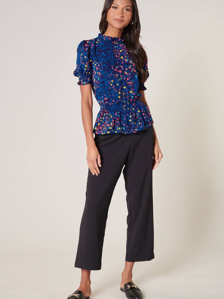 Royal Garden State of Mind Mock Neck Blouse