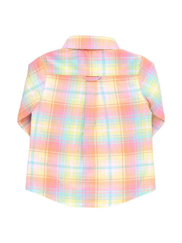Rainbow Plaid Button Down