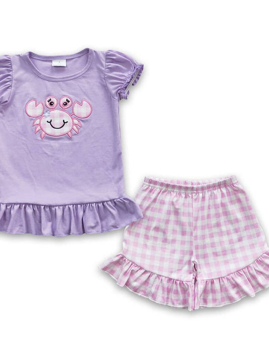 Purple Crab Shirt with Pink Shorts Set