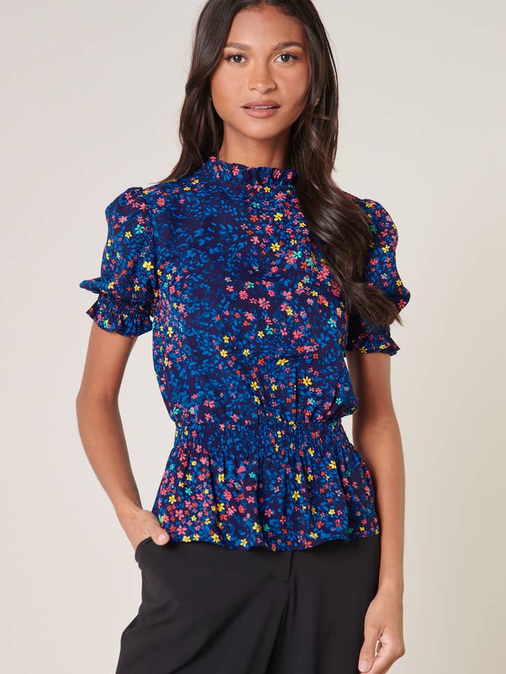 Royal Garden State of Mind Mock Neck Blouse