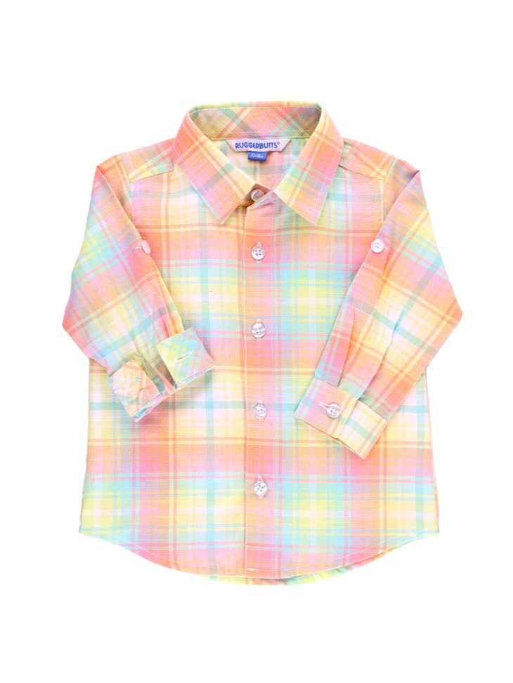 Rainbow Plaid Button Down