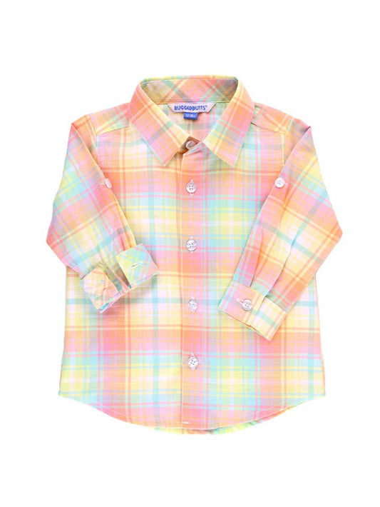 Rainbow Plaid Button Down