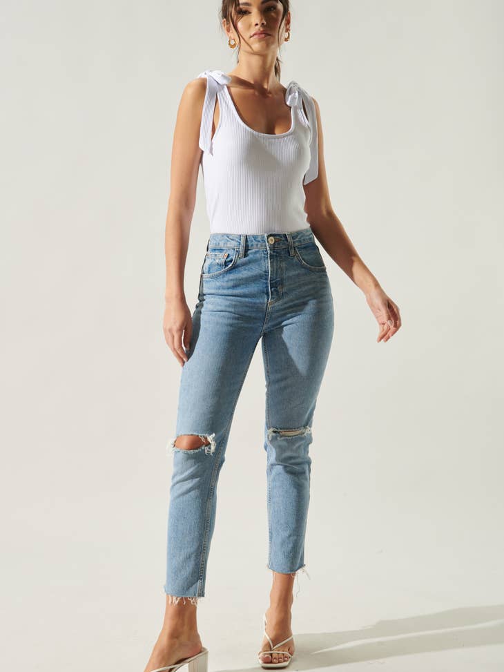 Ribbed Scoop Neck Cropped Cropped Tank