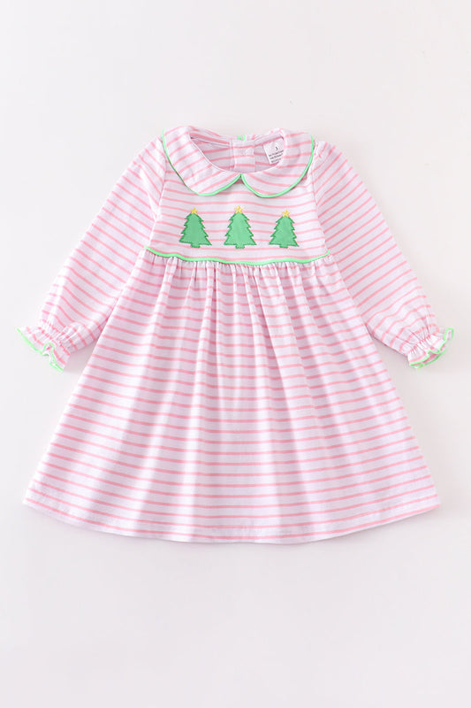 Pink Striped Christmas Tree Dress