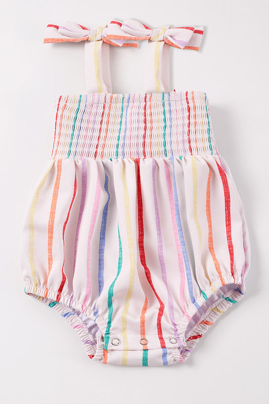 Rainbow Striped Smocked Bubble