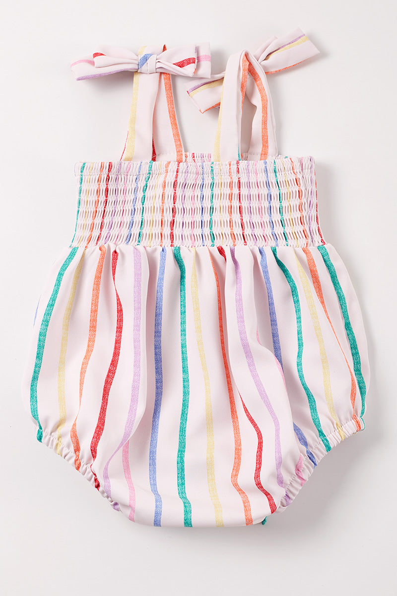 Rainbow Striped Smocked Bubble