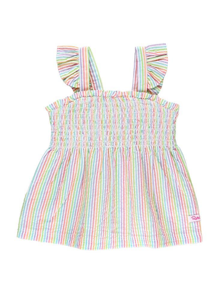 Rainbow Seersucker Smocked Tank