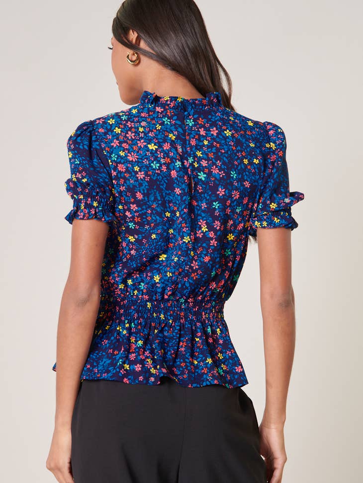 Royal Garden State of Mind Mock Neck Blouse