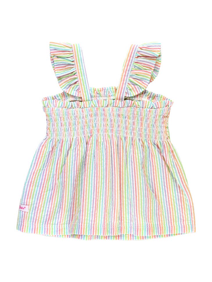 Rainbow Seersucker Smocked Tank