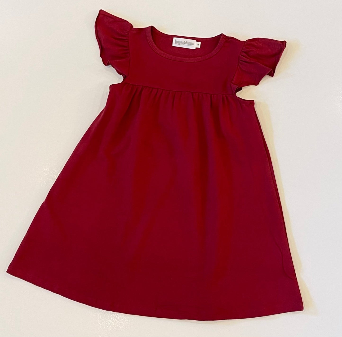 Flutter Sleeve Dress (Garnet)