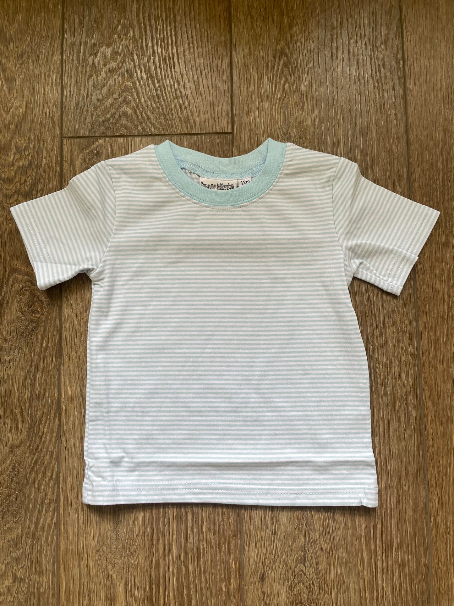 Knit Stripe Short Sleeve Shirt (Blue)