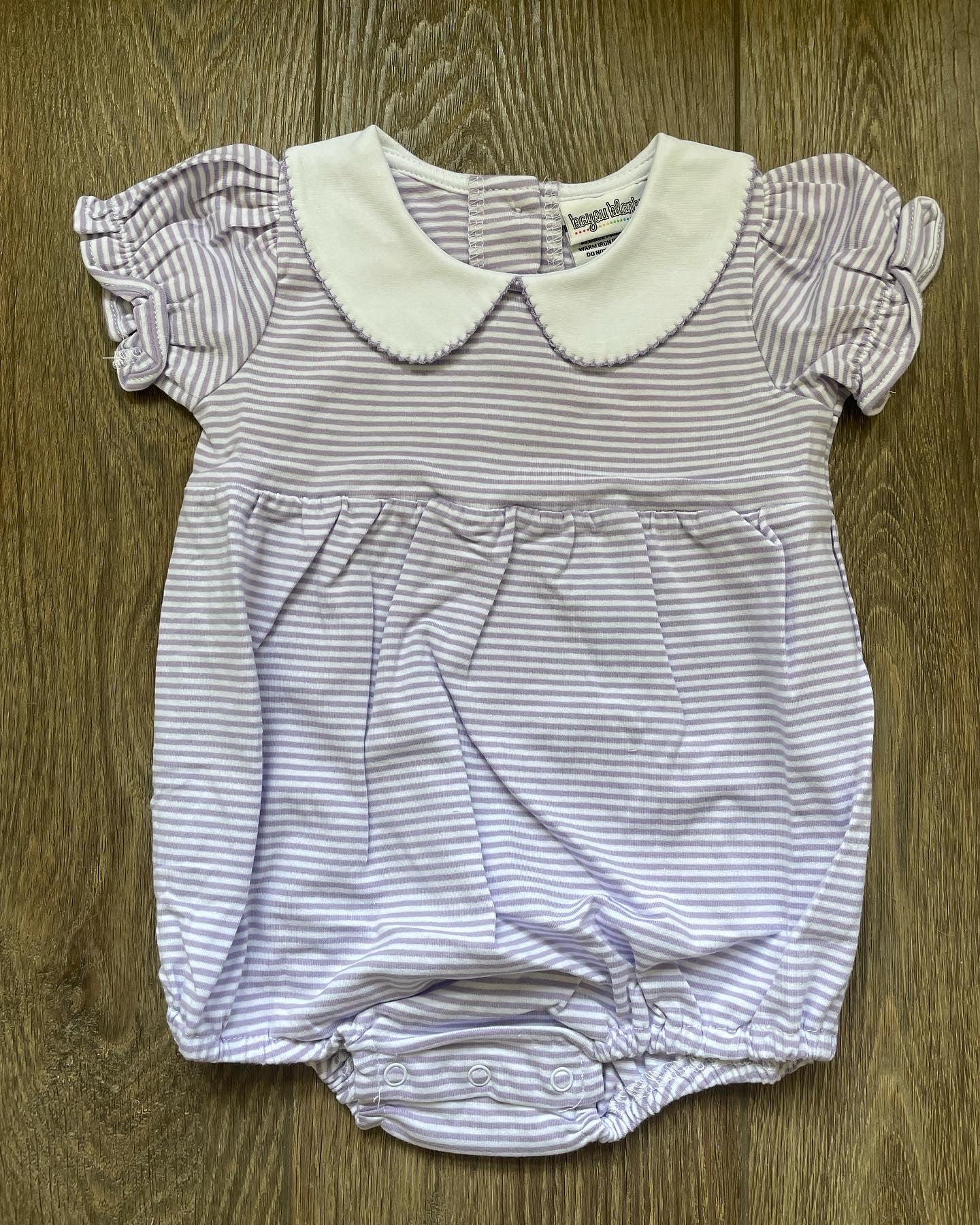 Knit Stripe Peter Pan Collar Bubble (Lavender)